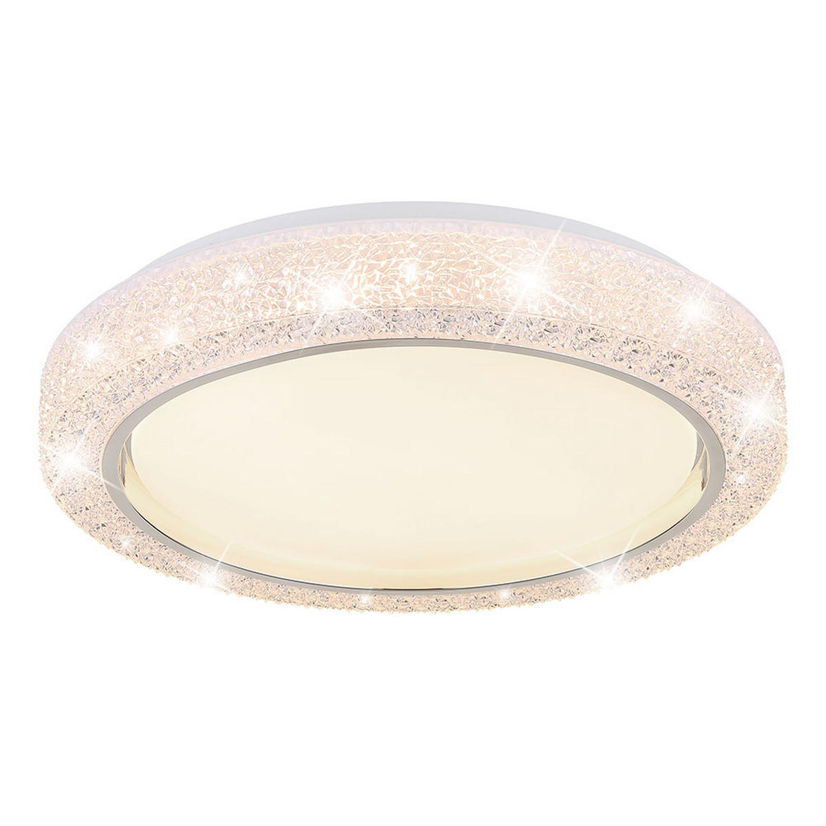 LED DECKENLEUCHTE LIAMI Weiß Kristalloptik - Weiß, Metall (40/40/8cm) - Globo Lighting