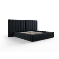 BETT mit Bettkasten und Doppelkopfteil Kelp aus Samt dunkelblau 180x200cm - Dunkelblau, Textil (180/200cm) - Micadoni