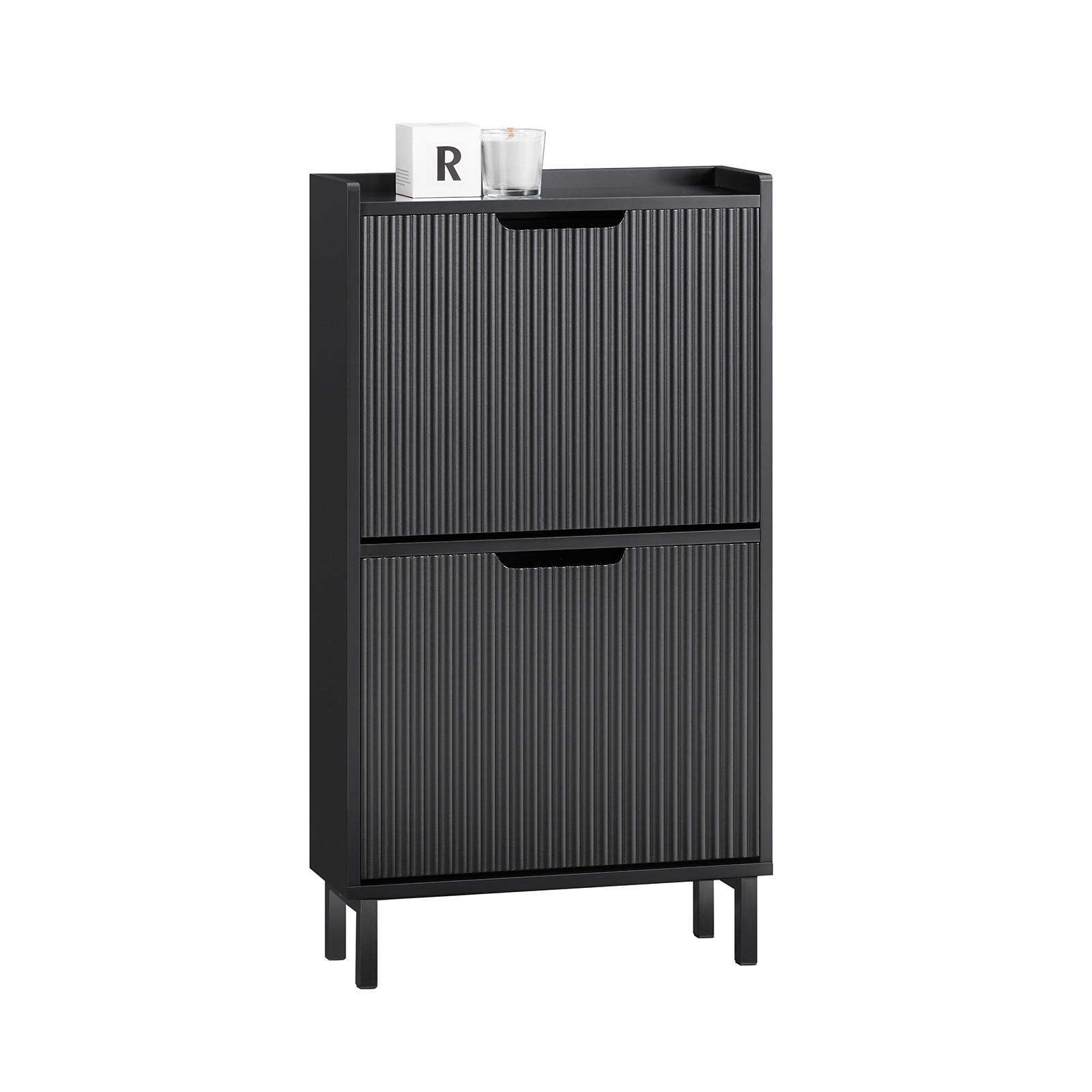 SCHUHSCHRANK Schwarz - Schwarz, Holzwerkstoff/Metall (50/90/19cm) - SoBuy