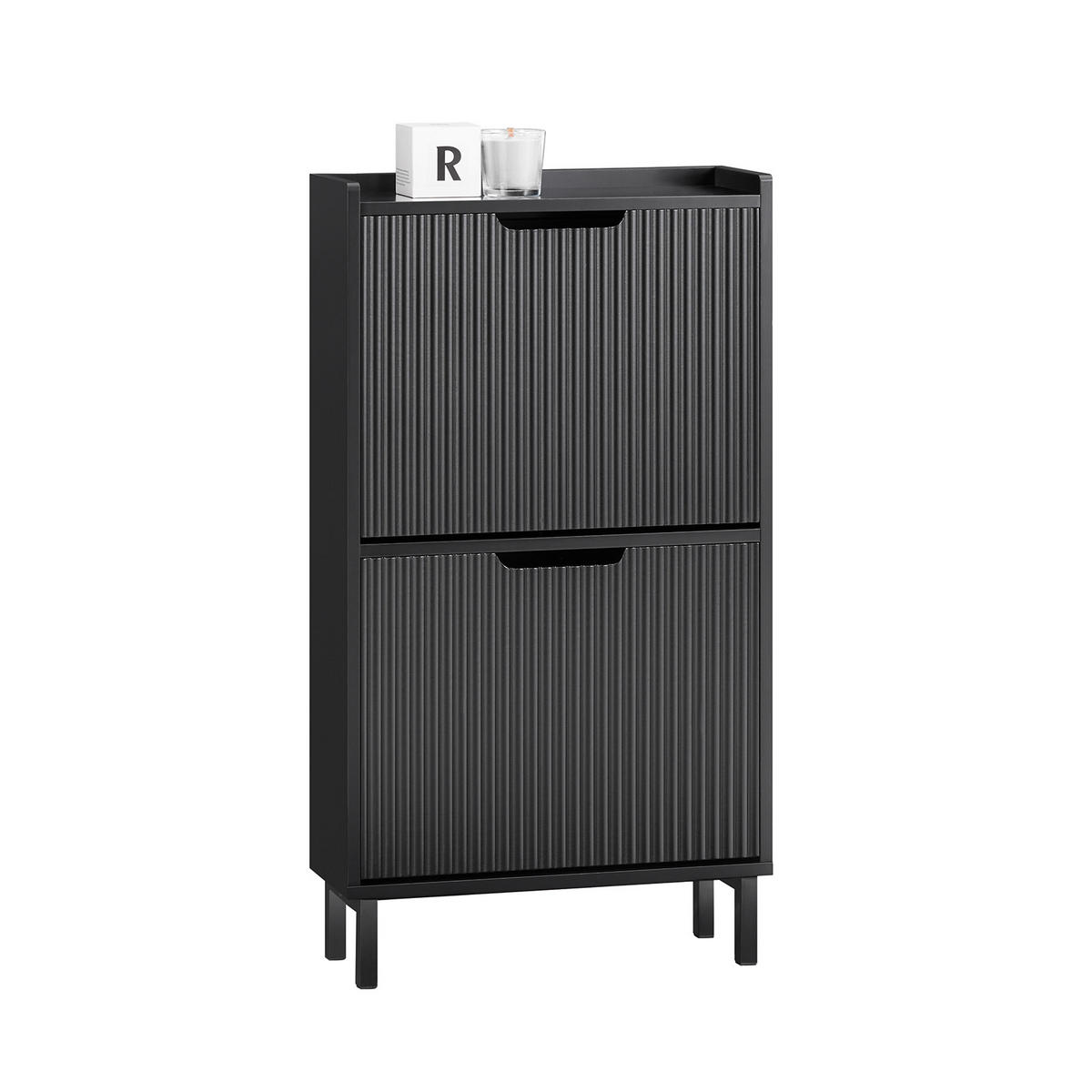 SCHUHSCHRANK Schwarz - Schwarz, Holzwerkstoff/Metall (50/90/19cm) - SoBuy
