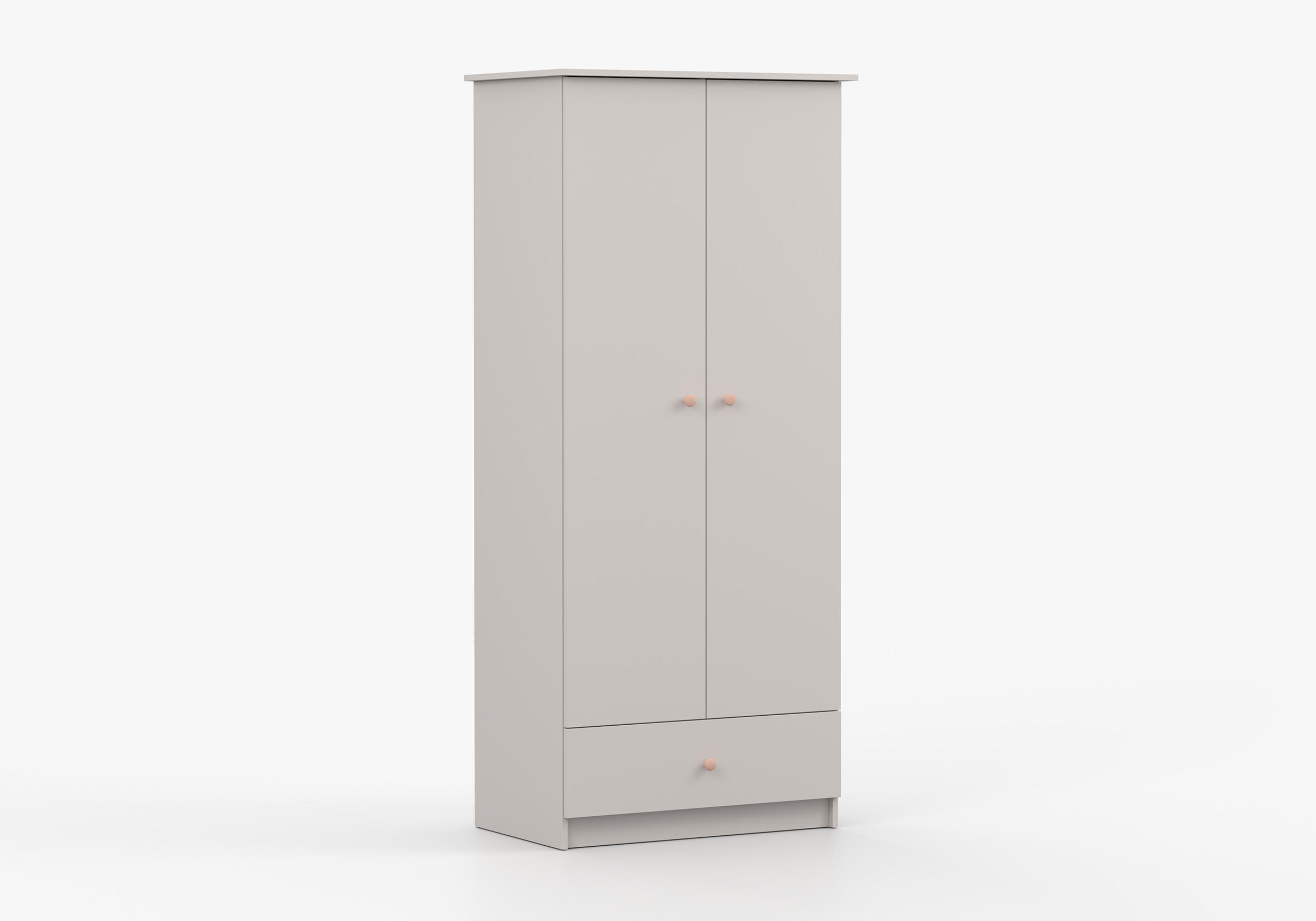 JUGENDZIMMER Livani in Kashmir 6-teiliges Kinderzimmer Komplettset mit rosa Griffen - Grau, Holzwerkstoff (80/200/120cm)