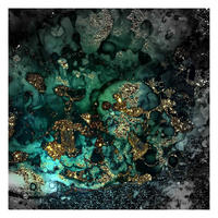 FOTOTAPETE Goldene Meeres-Inseln Abstrakt 192/192 cm - Schwarz, Papier (192/192cm) - Bilderwelten