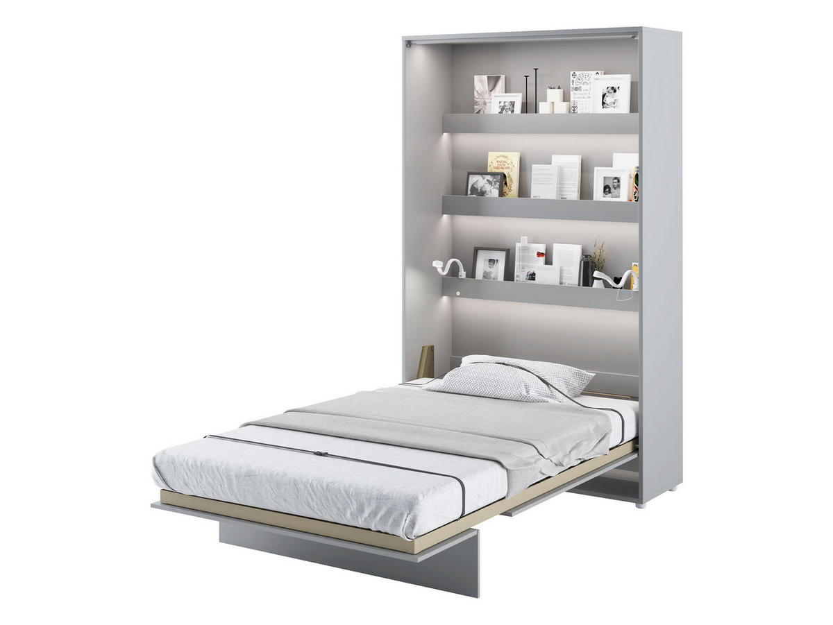 SCHRANKBETT Bed-Concept BC-02 120x200 mit zwei LED-Lampe und LED Beleuchtung - Grau, Holz/Holzwerkstoff (120/200cm) - MIRJAN24