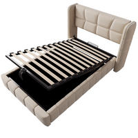 POLSTERBETT 90/200 cm Beige mit Lattenrost und hydraulischer Stauraumfunktion - Beige, Textil (90/200cm) - Oxeza