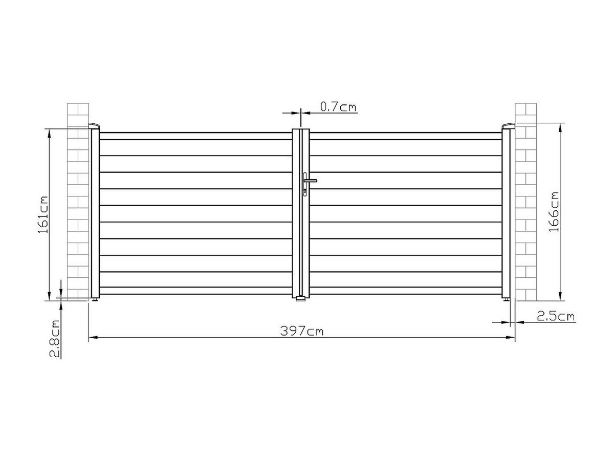 FLÜGELTOR - 392cm x 4.6cm - Aluminium - anthrazitgrau - NAZARIO - Anthrazit, Metall (392/161cm) - Vente-Unique