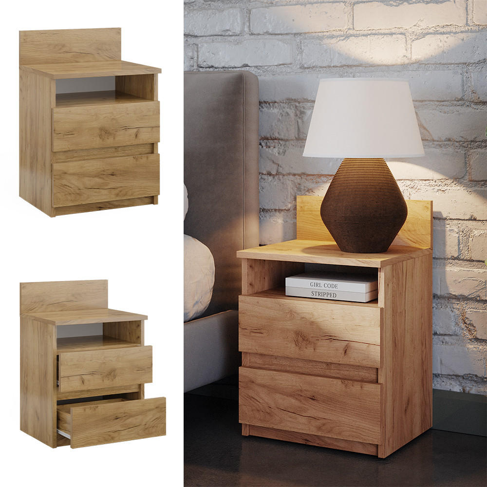 NACHTTISCH Monty Goldkraft Eiche 39.6 x 59.1 cm - Eiche Wotan, Holzwerkstoff (32.3/59.1/39.6cm) - Vicco