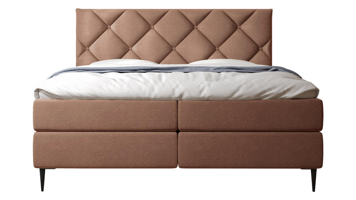 BOXBETT Letra - Chromfarben/Hellrosa, Holz/Textil (140/200cm) - MIRJAN24