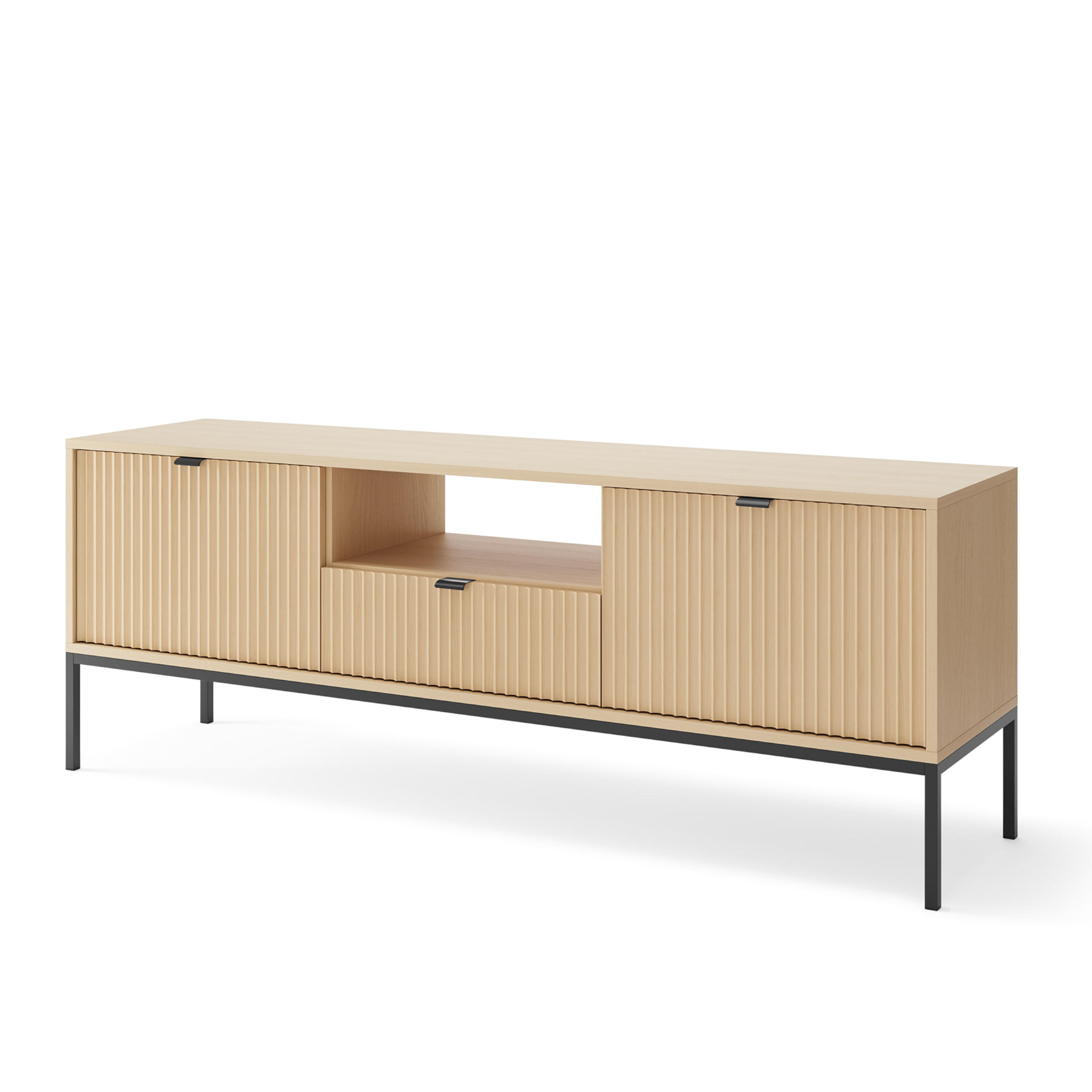 TV-ELEMENT NANAIMO RTV1 Profilierte Fronten Eiche Vicenza Eiche Vicenza - Eiche Artisan, Holzwerkstoff (154/56/39cm) - Komodee