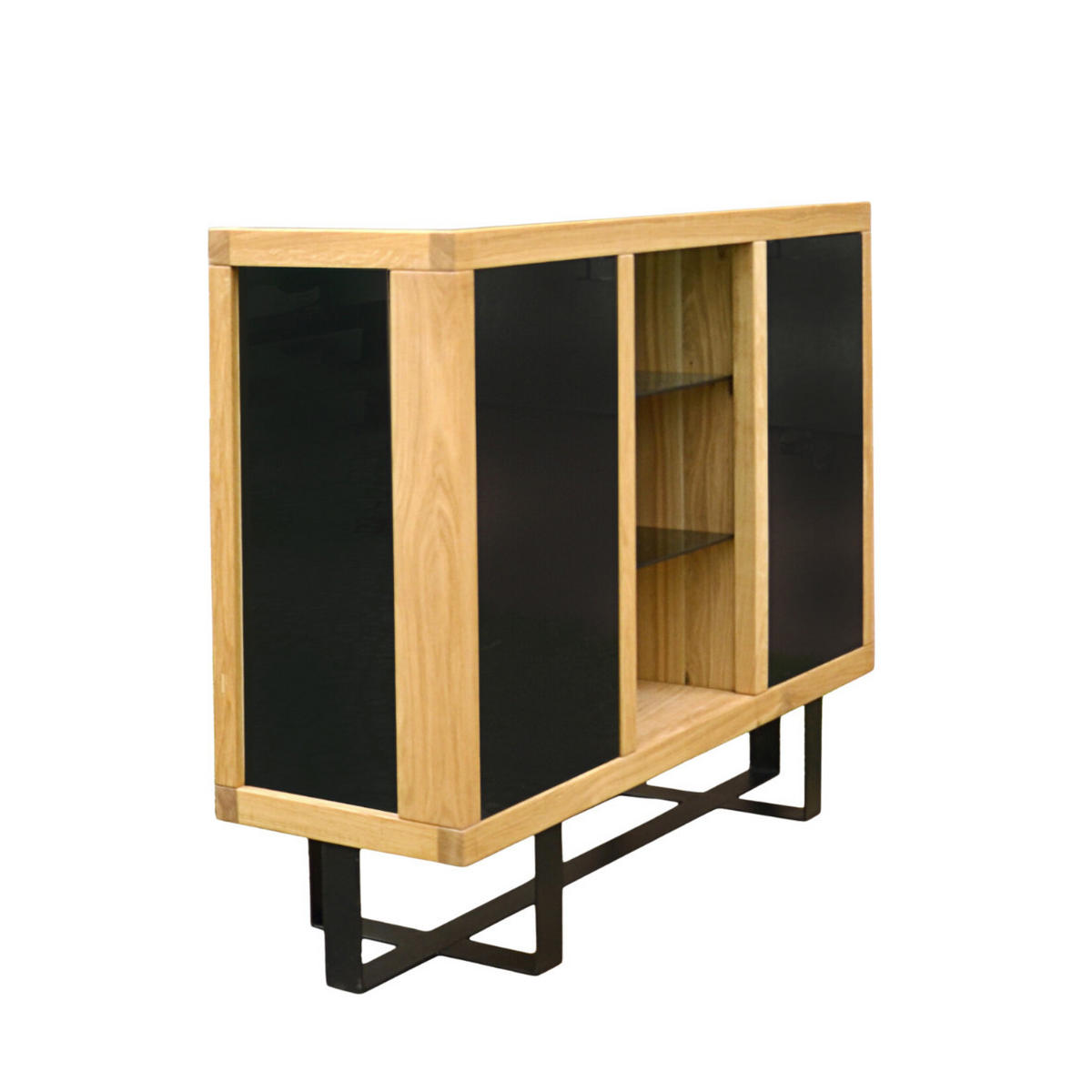 EICHENKOMMODE mit Glas für das Wohnzimmer oder Arbeitsbüro MOCCA - Eichefarben, Holz (120/100/40cm) - Rawood Furniture