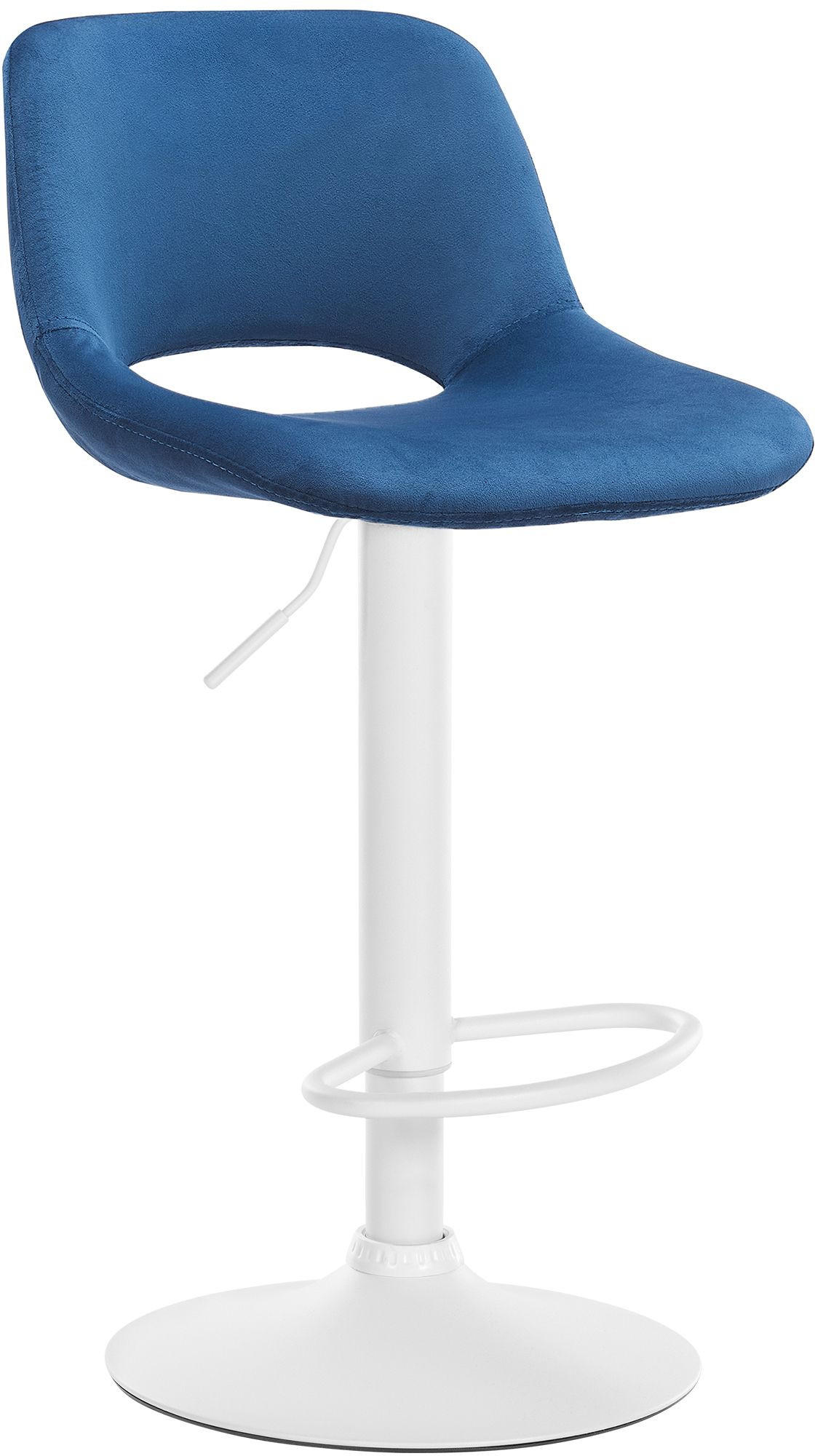 BARHOCKER JAKSON Blau Samt Weiß - Blau, Textil/Metall (42/86/46cm) - DELUKE