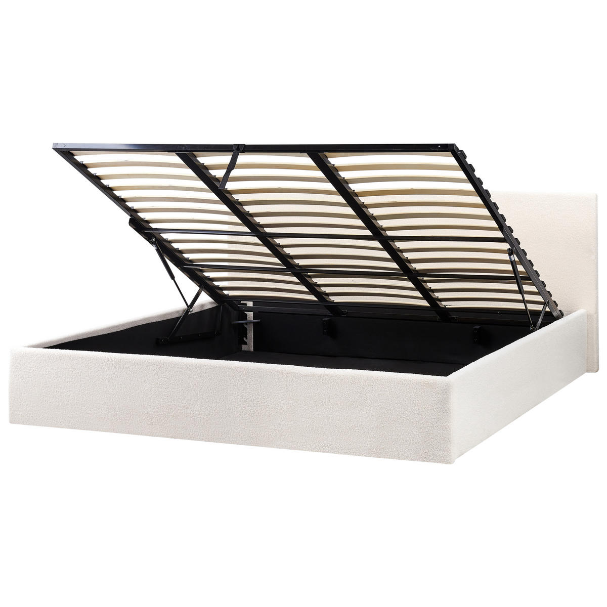 POLSTERBETT 180x200 cm Weiß Orbey - Creme, Textil (180/200cm) - Beliani