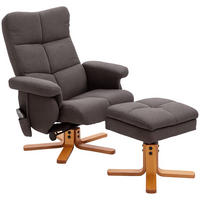 RELAXSESSEL Massagesessel mit Fußhocker Liegefunktion Polyester Braun - Braun, Holz/Textil (86/99/80cm) - HOMCOM