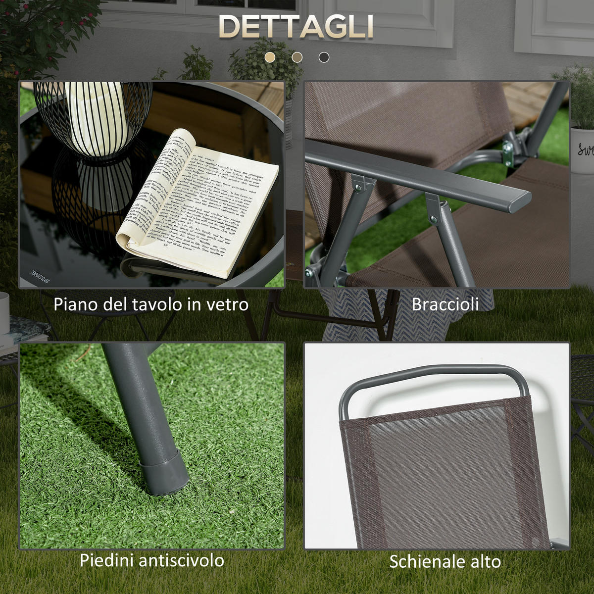 GARTEN-BEISTELLTISCHSET Braun 3 Stück - Braun, Metall (64/53.5/93cm) - GiPP