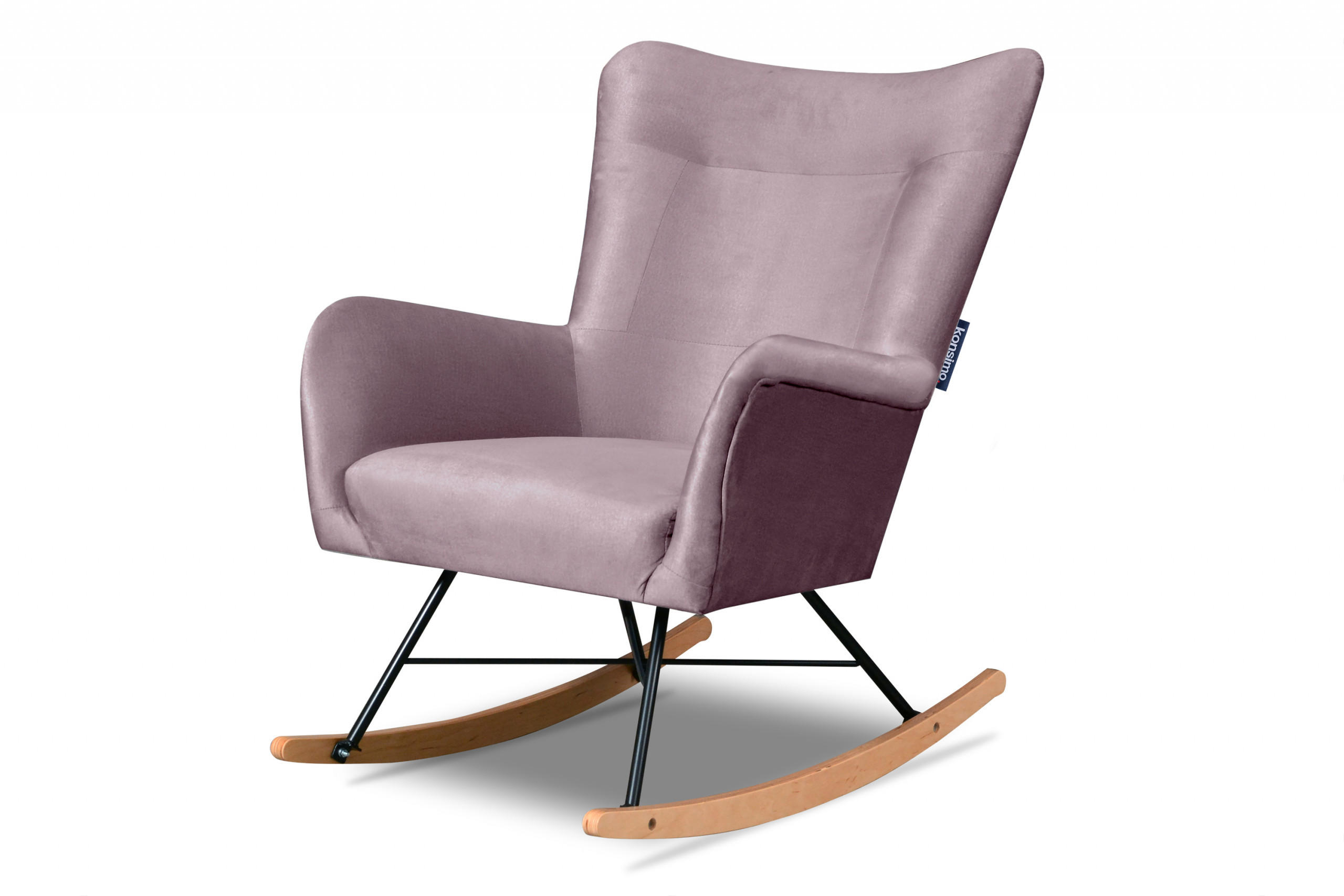 SCHAUKELSESSEL ADDUCTI pflegeleichter Veloursstoff, Rosé - Pink/Eichefarben, Holz/Textil (75/94/112cm) - KONSIMO®