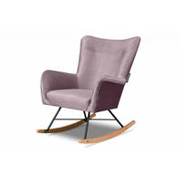 SCHAUKELSESSEL ADDUCTI pflegeleichter Veloursstoff, Rosé - Pink/Eichefarben, Holz/Textil (75/94/112cm) - KONSIMO®