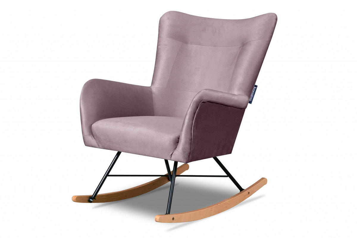 SCHAUKELSESSEL ADDUCTI pflegeleichter Veloursstoff, Rosé - Pink/Eichefarben, Holz/Textil (75/94/112cm) - KONSIMO®