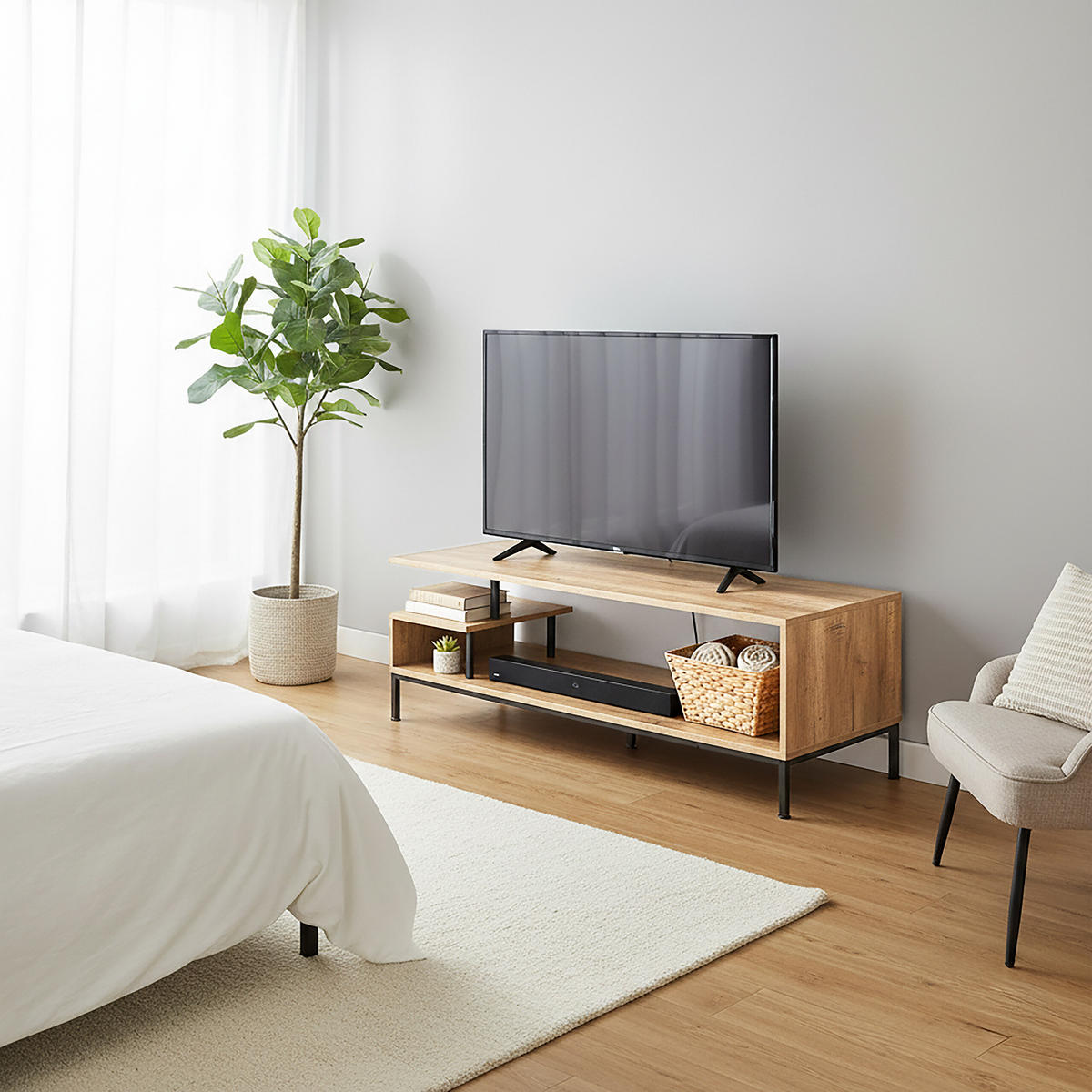 TV-LOWBOARD - Schwarz, Holzwerkstoff/Metall (106/40/39.5cm) - Relaxdays