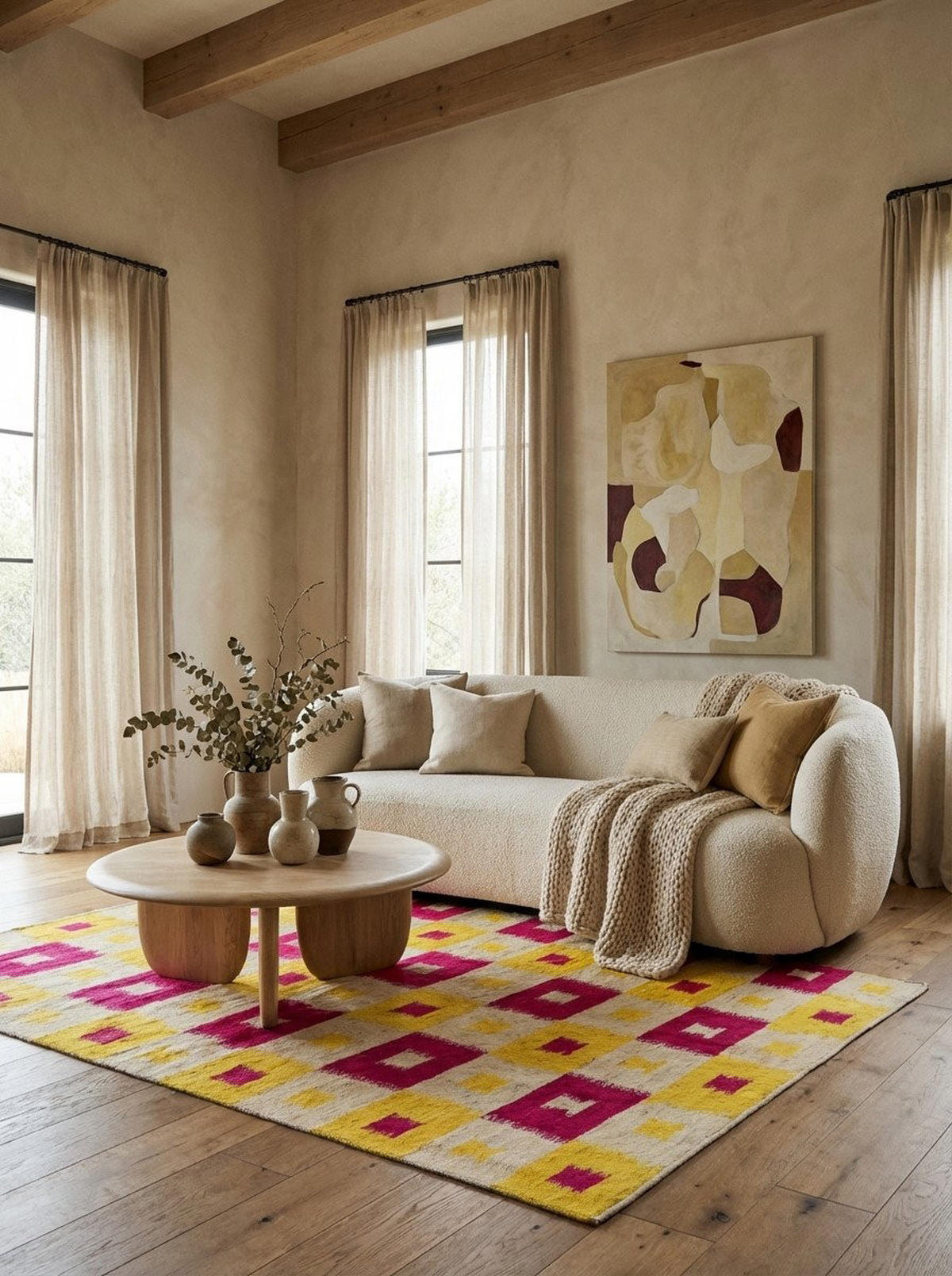 TEPPICH Rizbaf Gelb 207/144 cm Schurwolle - Gelb, Textil (144/207cm) - Looma
