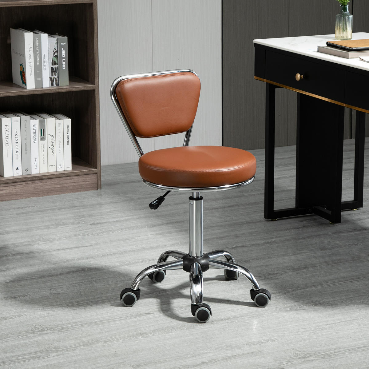 BÜROHOCKER DE-18033 höhenverstellbar 49-64 cm, Vintage-Stil Braun - Silberfarben, Metall (47/88/45cm) - ComfortXL