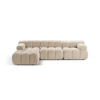ECKSOFA modular links Bellis aus Boucle leichtes beige 4 Sitzplätze - Creme, Textil (155/282cm) - Micadoni