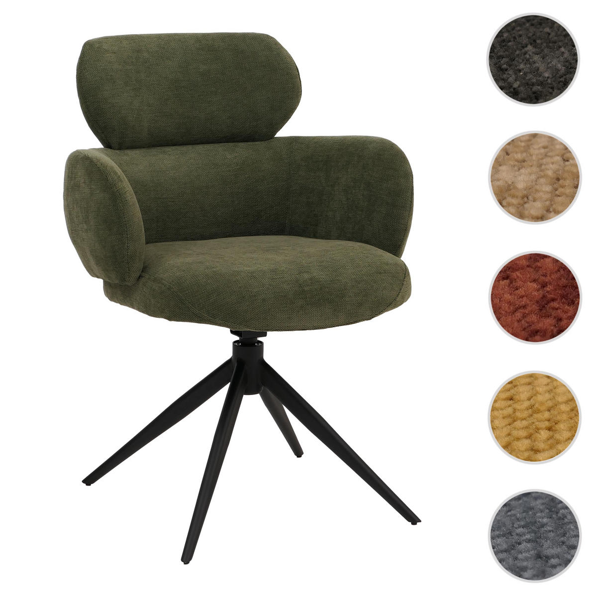 JÍDELNÍ ŽIDLE Zelená - olivově zelená/zelená barva, textil (61/86/69cm) - MCW