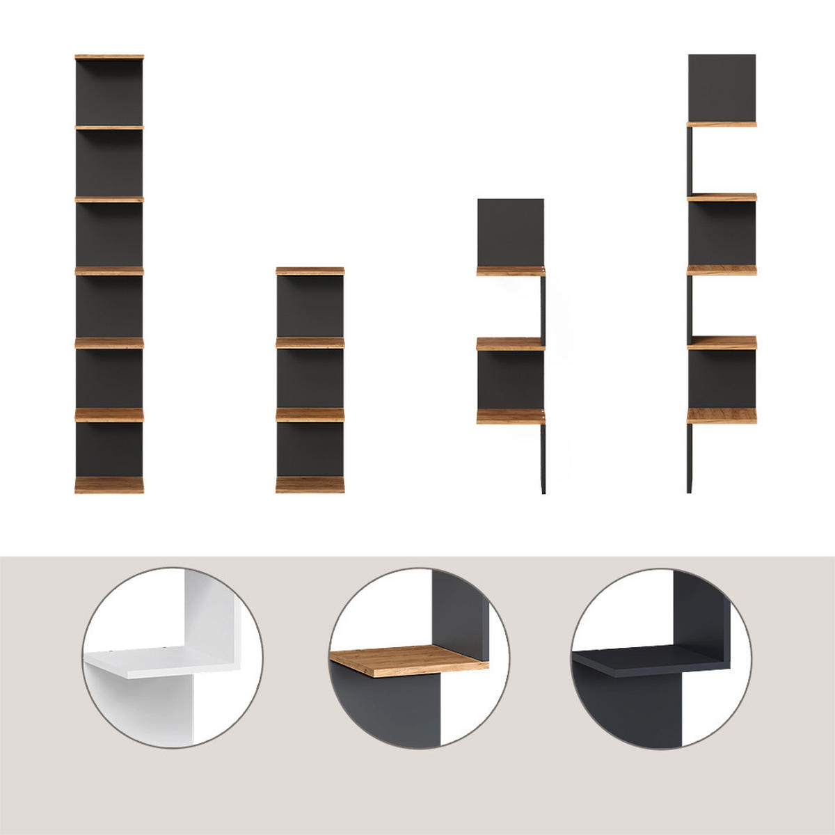 WANDREGAL Paolo Schwarz 30 x 95 cm - Schwarz, Holzwerkstoff (30/95/28cm) - Vicco