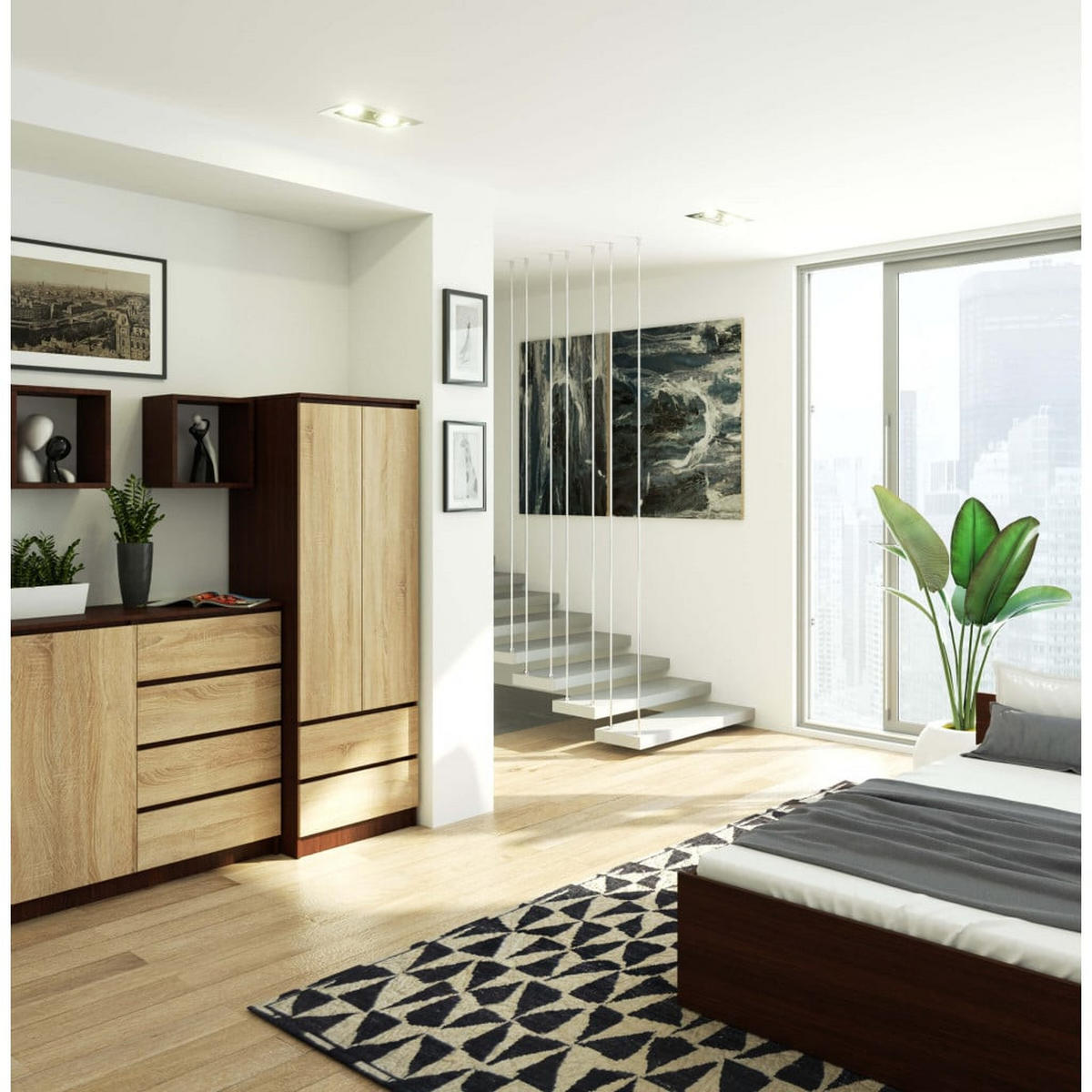 KLEIDERSCHRANK Dunkelbraun, Eiche Sonoma 180/60/51 - Dunkelbraun/Sonoma Eiche, Holzwerkstoff (60/180/51cm) - RAUMHIRSCH FURNITURE