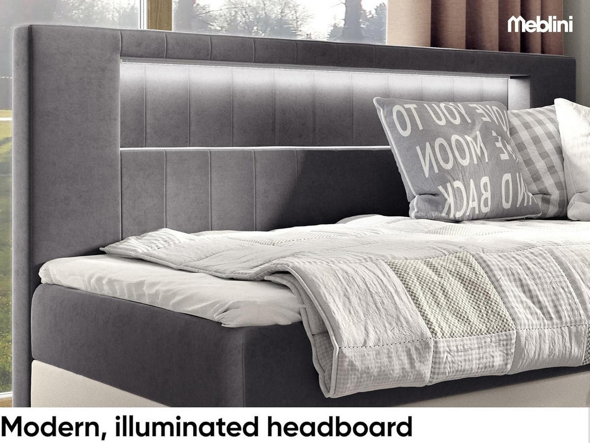 KINDERBETT GARETH 2 - Dunkelgrau/Weiß, Holzwerkstoff (91/201cm) - Meblini