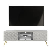 LOWBOARD Delvine 2T Weiß 135/45/31.6 cm – mit offener Ablage und Kabeldurchlass - Goldfarben/Weiß, Holzwerkstoff (135/45/31.6cm) - AX Living