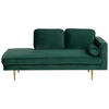 CHAISELONGUE Samtstoff smaragdgrün rechtsseitig Miramas - Goldfarben/Grün, Textil (171/63/79cm) - Beliani
