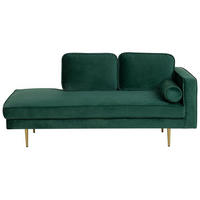 CHAISELONGUE Samtstoff smaragdgrün rechtsseitig Miramas - Goldfarben/Grün, Textil (171/63/79cm) - Beliani