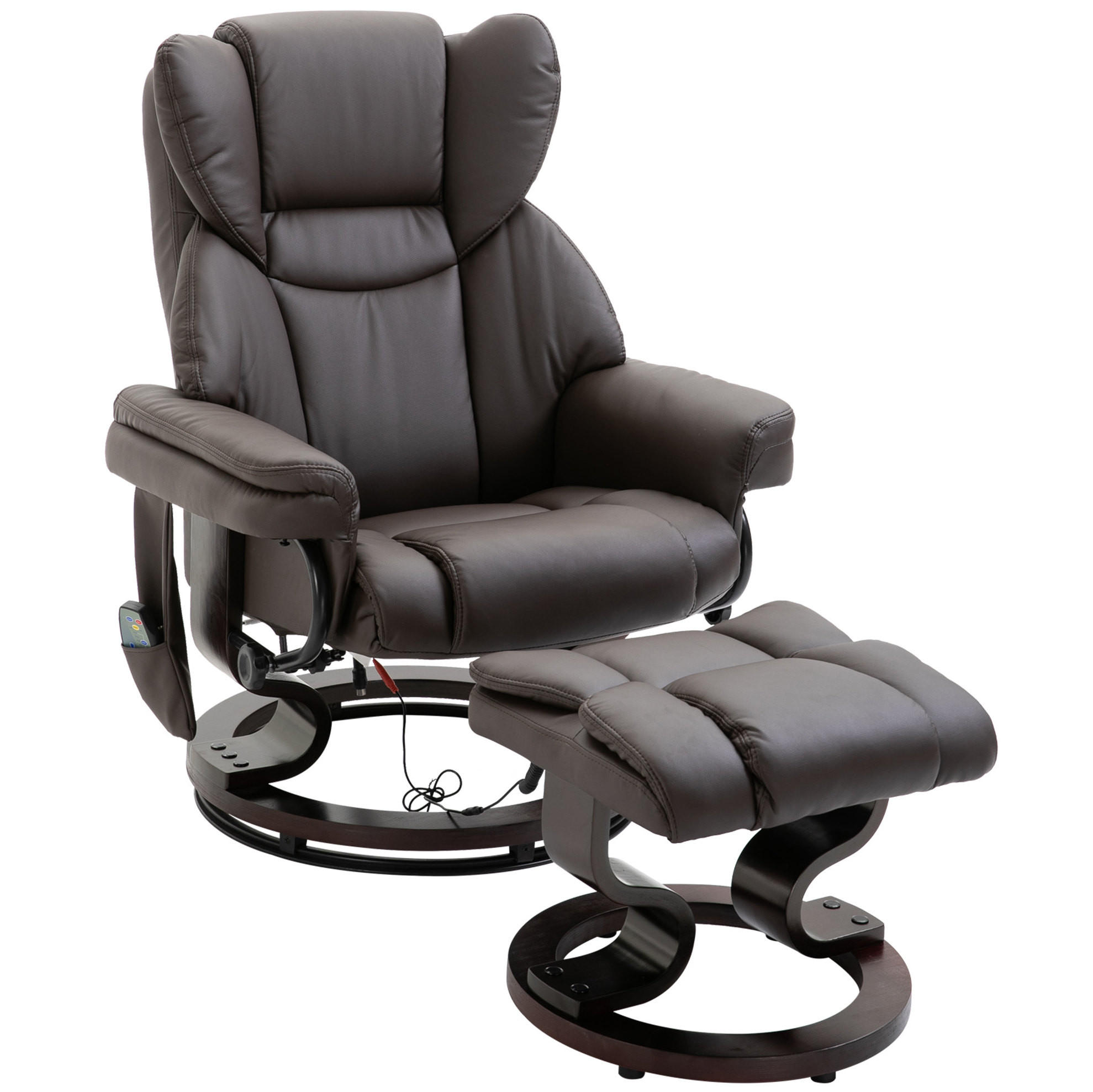 OKWISH RELAXAČNÍ křeslo 79/82/101 cm hnědé z oceli s masážní a polohovací funkcí