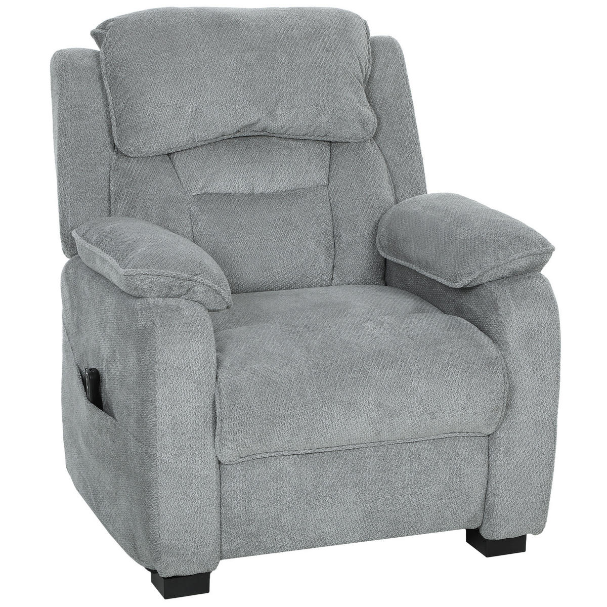 RELAXSESSEL,150° Samtoptik Fußstütze Fernbedienung Seitentasche,grau - Grau, Textil (90/103/96cm) - Vallsero