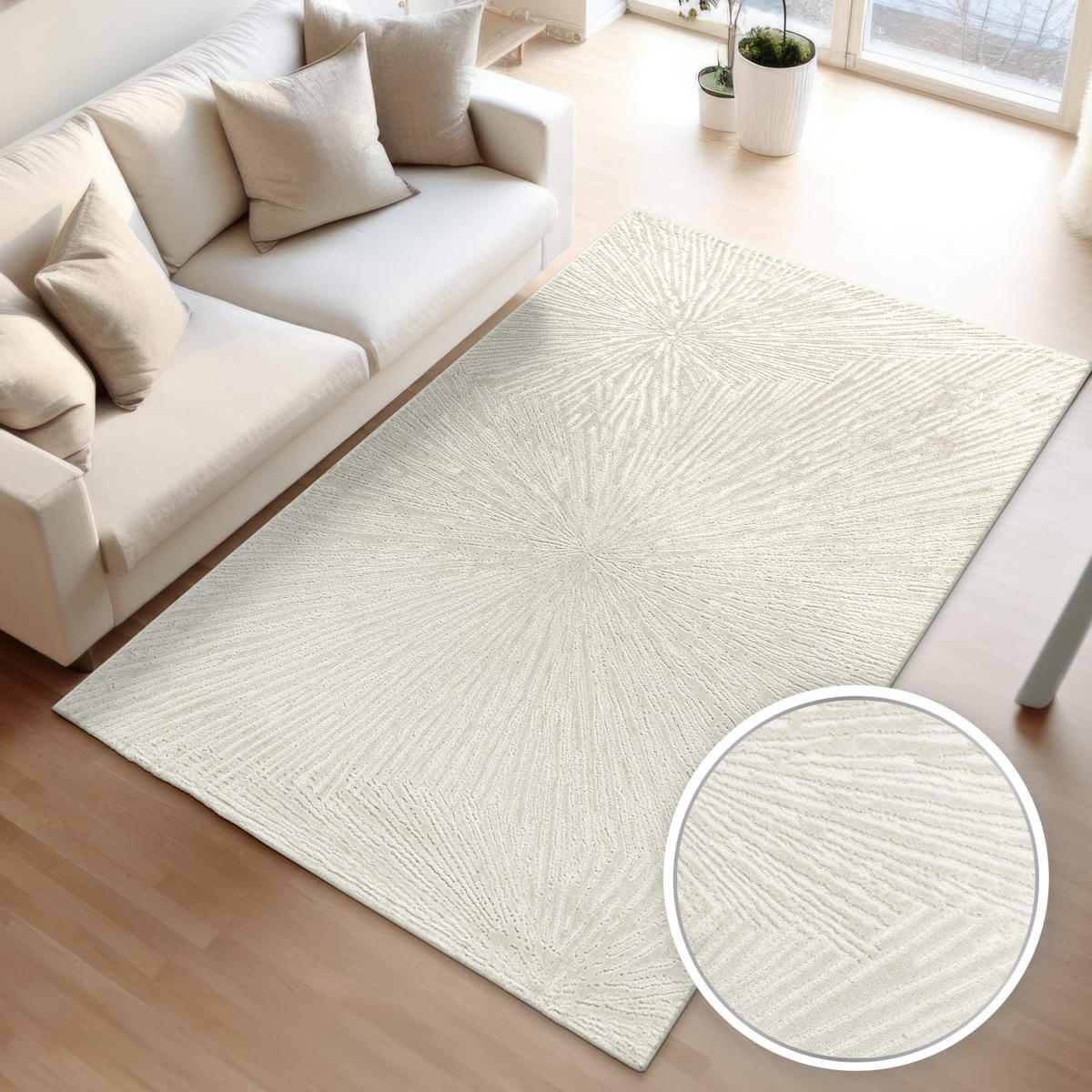 FLACHWEBETEPPICH Boho Creme 80 x 150 cm - Creme, Kunststoff (80/150cm) - TT Home