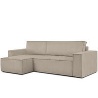 ECKSOFA-LINKS/RECHTS NAPI Schlaffunktion mit Cordbezug, Beige - Beige/Schwarz, Textil (262/148cm) - KONSIMO®