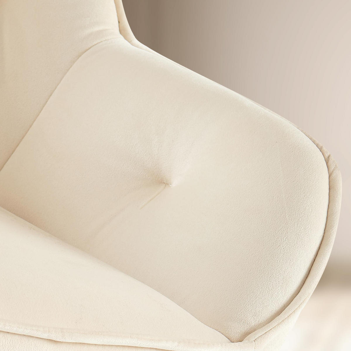 ARMLEHNENSTUHL Samt Creme - Creme/Schwarz, Textil/Metall (56/81/58cm) - CLP