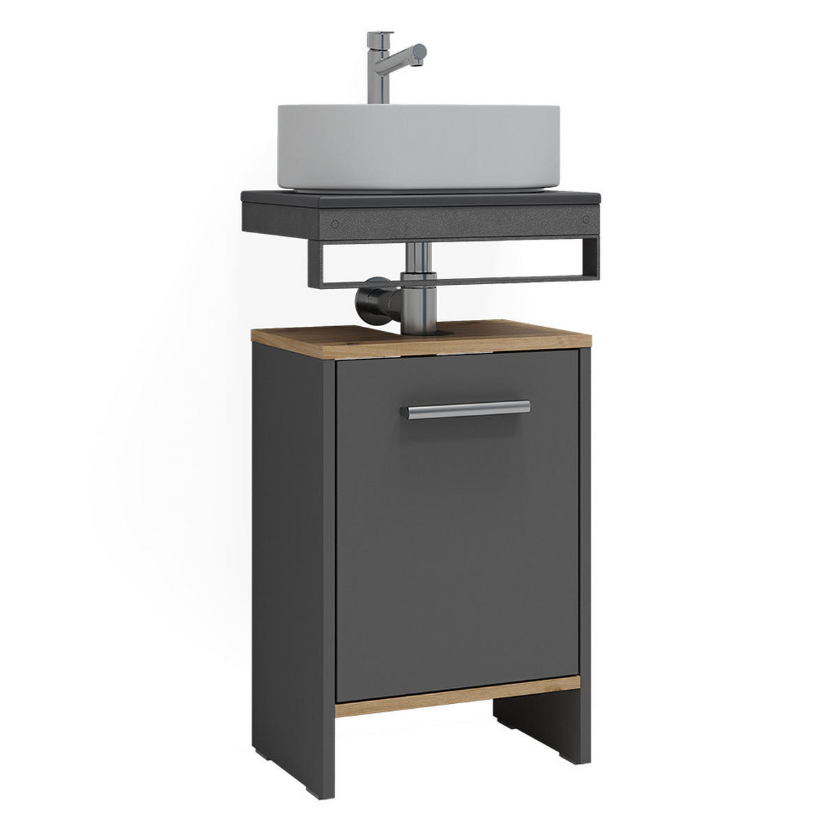 WASCHBECKENUNTERSCHRANK Karli Anthrazit/Goldkraft Eiche 38.2 x 57 cm mit der Tür - Anthrazit, Holzwerkstoff (38.2/57/26.3cm) - Vicco
