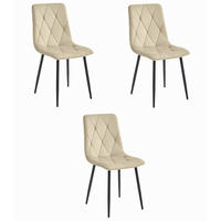 ESSZIMMERSTUHL 3-er Set TYRA hellbeige Sitzfläche, schwarze Beine - Hellbraun/Schwarz, Textil (44.5/87/54.5cm) - Valora