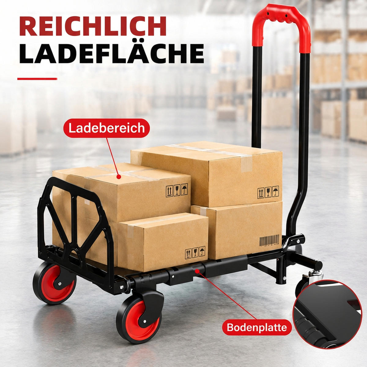 KLAPP-SACKKARRE Stahl Schwarz - Schwarz, Metall (44/78/83cm) - HOMCOM
