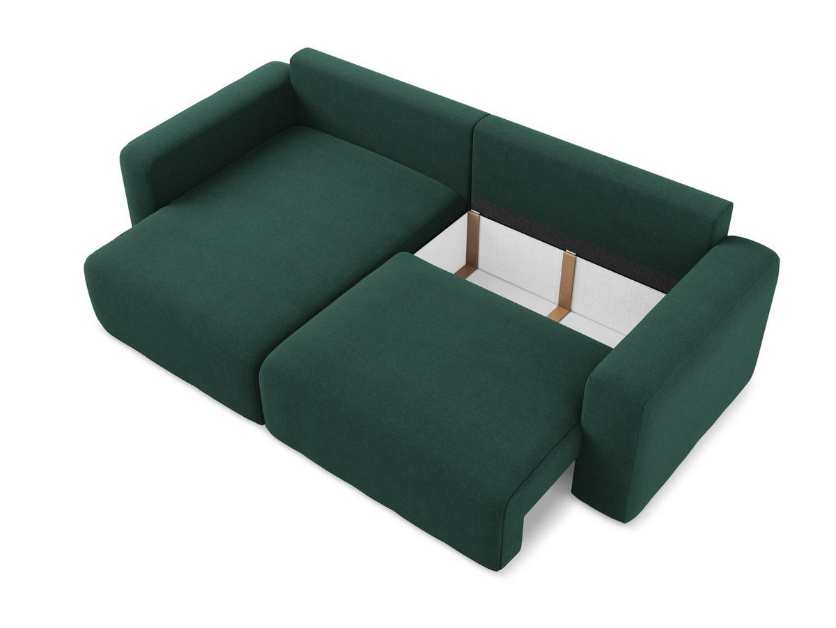 ECKSOFA mit Schlaffunktion links Strukturstoff Stoff Grün - Dunkelgrün/Schwarz, Kunststoff/Textil (149/244cm) - Makamii