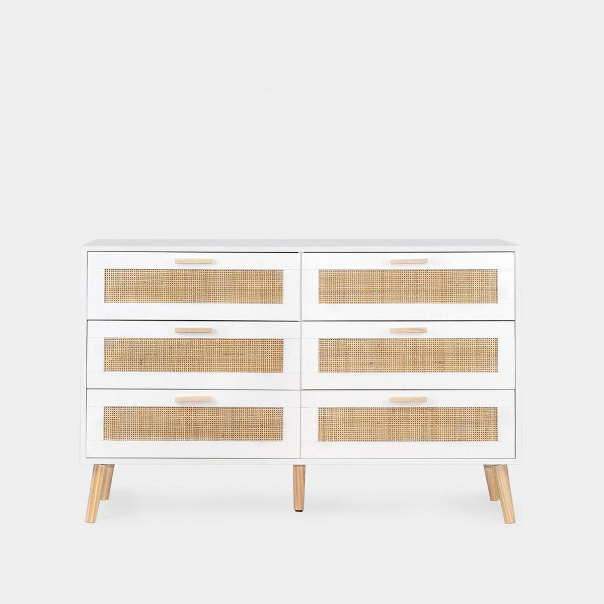 SCHUBLADENKOMMODE DOPPELTE Tahiti Weiß 120 cm x 77 cm - Weiß, Holzwerkstoff (120/77/40cm)