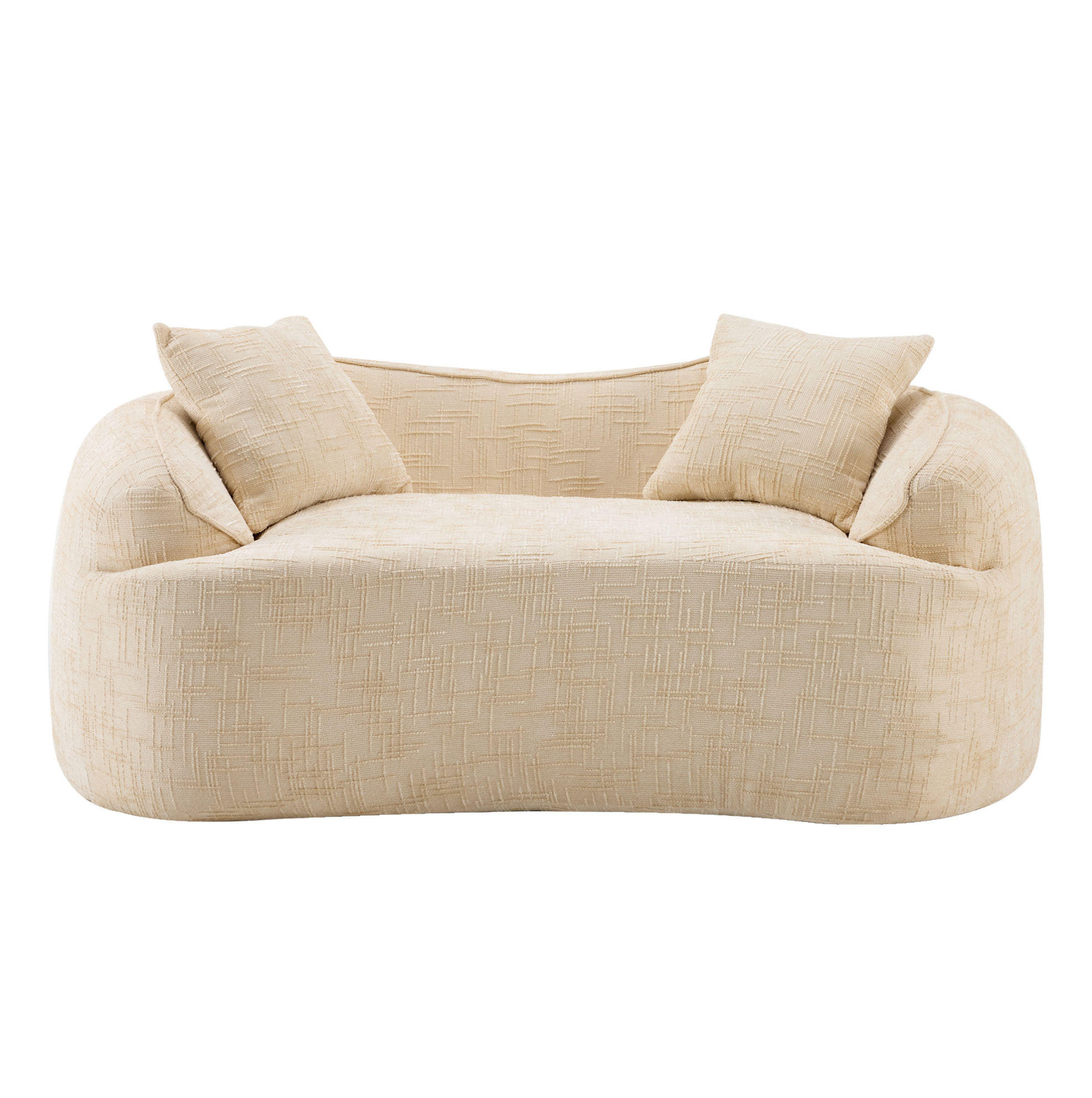 2-SITZER 170/87/65 cm beige aus Schaumstoff und Federkern mit 2 Kissen - Beige, Textil (87/65/170cm) - OKWISH