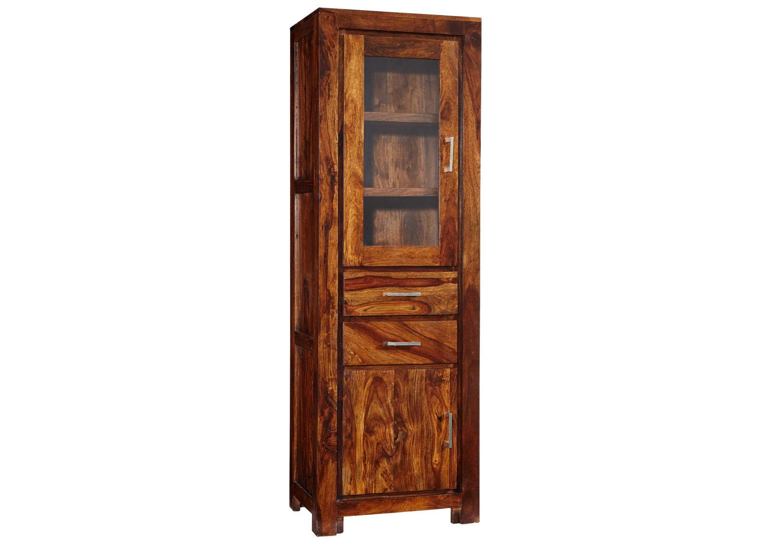 VITRINE Sheesham 60x40x180 braun lackiert METRO LIFE #106 - Braun, Holz (60/180/40cm) - Massivmoebel24