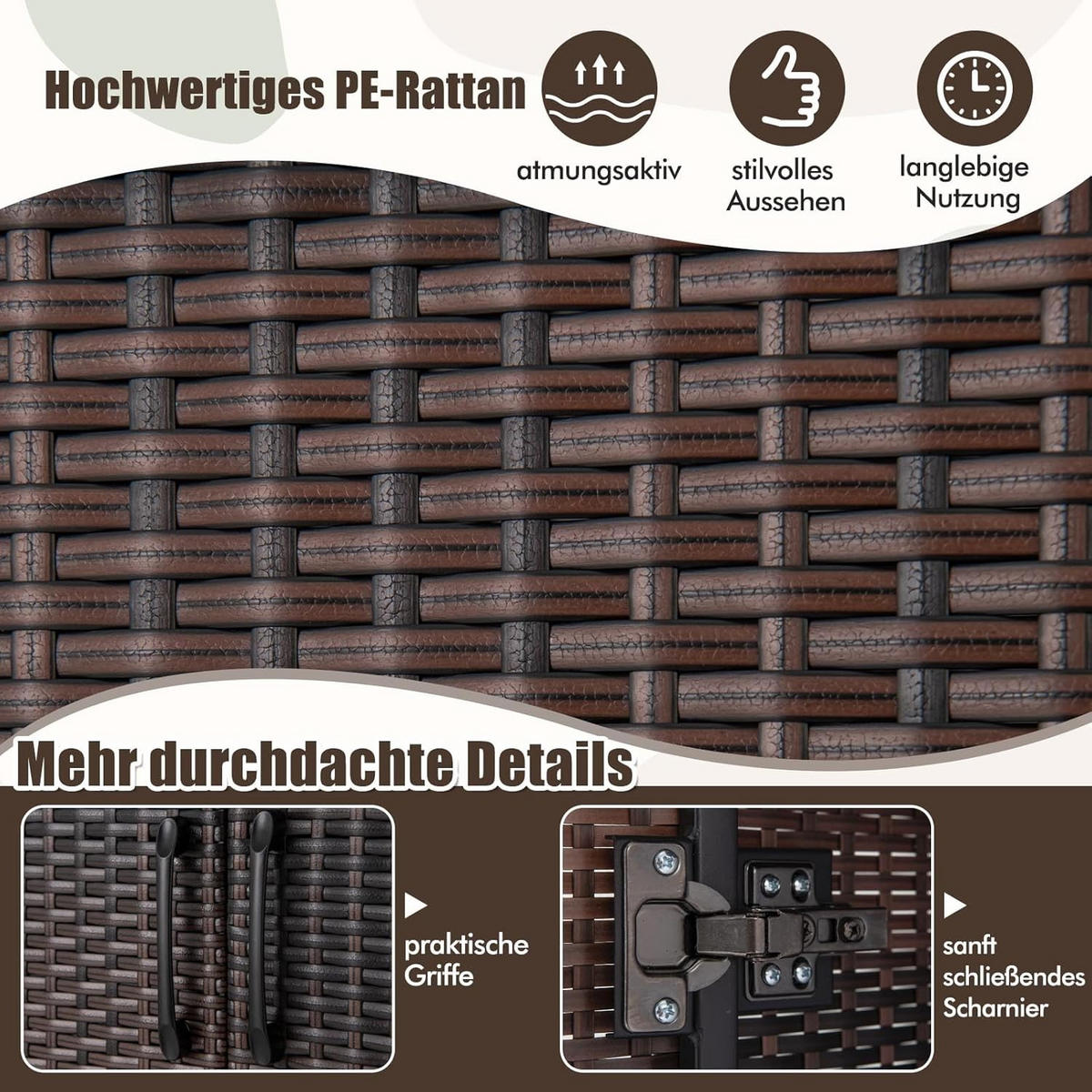 GARTENSCHRANK Braun - Braun, Kunststoff (72/157/50cm) - COSTWAY