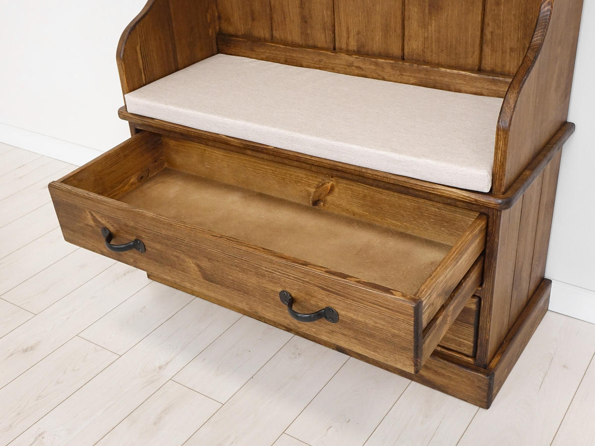 GARDEROBENSCHRANK aus Massivholz Rustyk - Dunkelbraun/Beige, Holz (100/190/40cm) - Seart
