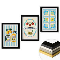WANDBILDER 3er-Set - 20x30 cm Schwarzer Rahmen - Illustrationen von Küchen im mediterranen Stil - Schwarz, Kunststoff (20/30cm) - ArtPrintCave