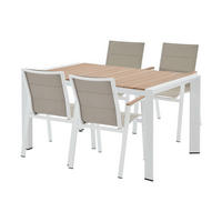 GARTENESSGRUPPE im Set - 4 Personen-Sitzer - Metall - Naturfarben Hell, Weiß - - Naturfarben, Metall - Vente-Unique