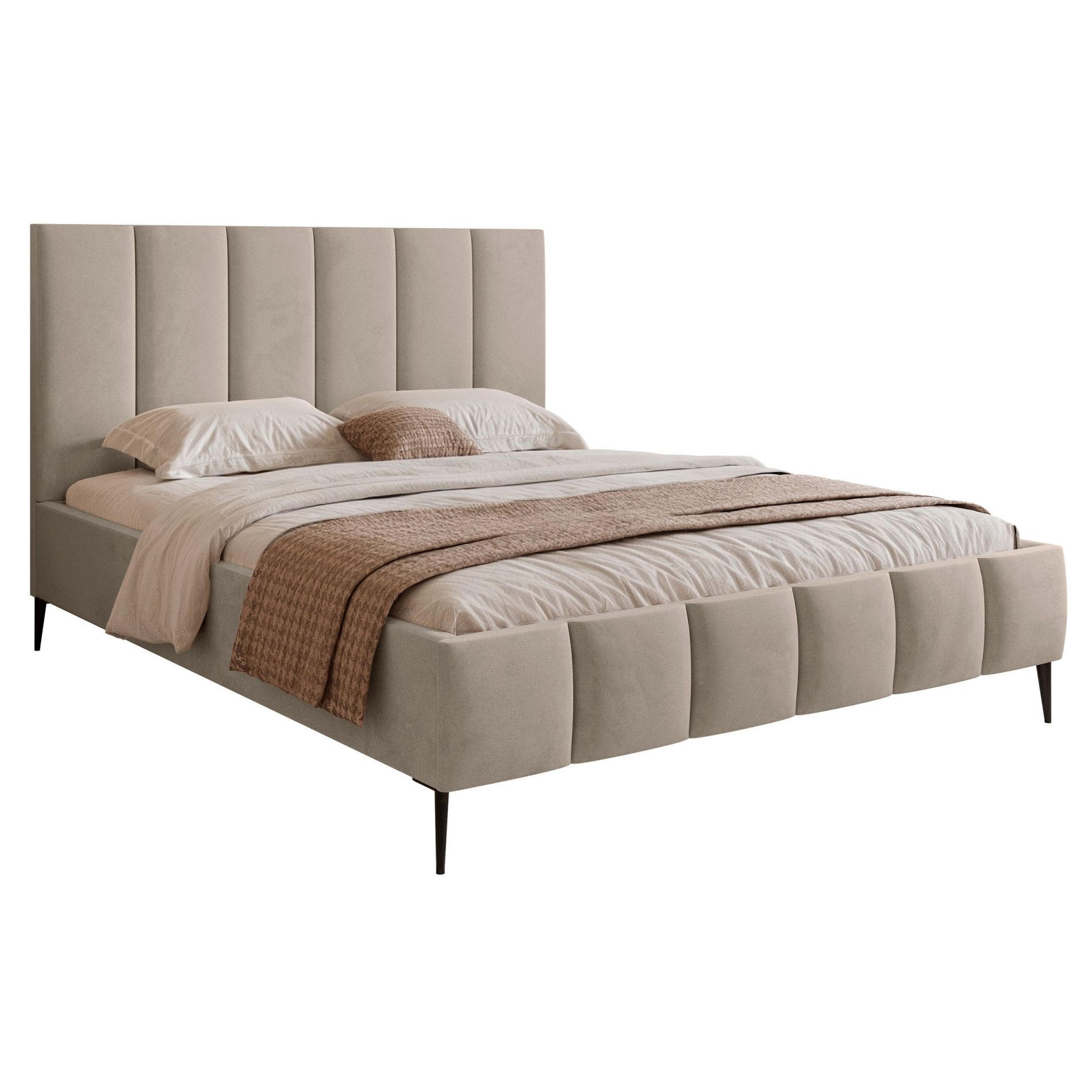POLSTERBETT Sarafino Graubeige Samt 160x200 cm - Taupe, Textil (160/200cm) - Selsey