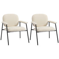 DVOUDÍLNÁ sada křesel, polyester, krémově bílá - černá/krémová, kov/textil (64/76.5/67cm) - HOMCOM