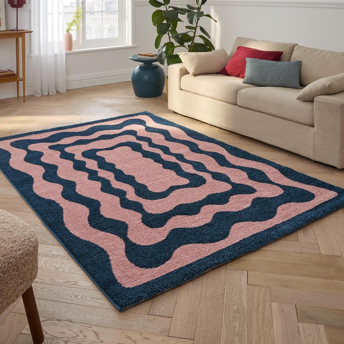 TEPPICH vintage blau Groovy 80x140 cm - Blau, Textil (80/140cm) - Nazar Rugs